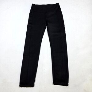 Kyodan Outdoor Leggings Womens Sm Black High Waisted Pockets Fleece Lined Yoga